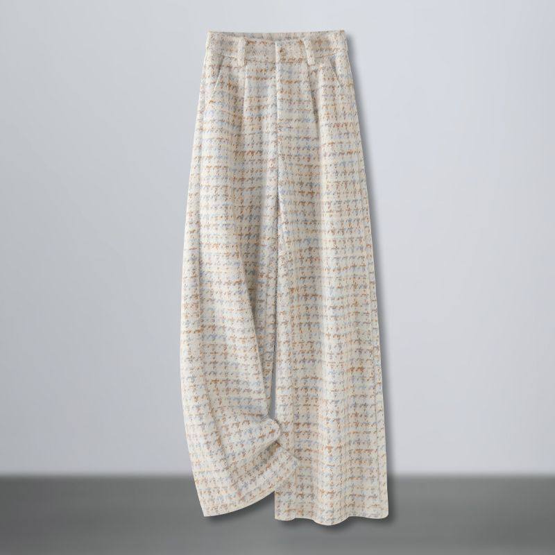 毛呢格子阔腿休闲裤女秋冬2025新款宽松显瘦百搭加厚保暖直筒裤子,女装/女士精品,休闲裤,淘宝优惠券,粉丝福利购,淘宝优惠卷