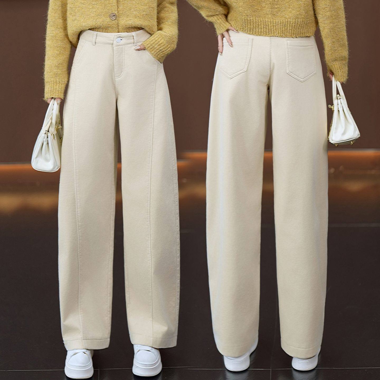 时尚窄版阔腿弯刀裤女2026新款春秋宽松显瘦遮肉直筒香蕉休闲裤子