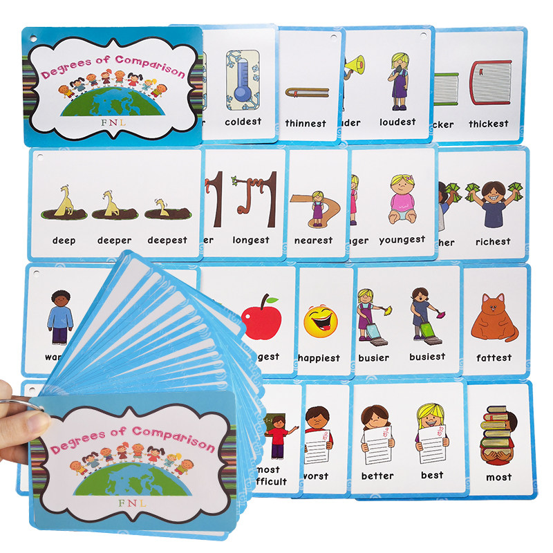 儿童英语形容词比较级语法卡片小达人点读闪卡小学生英文学习卡