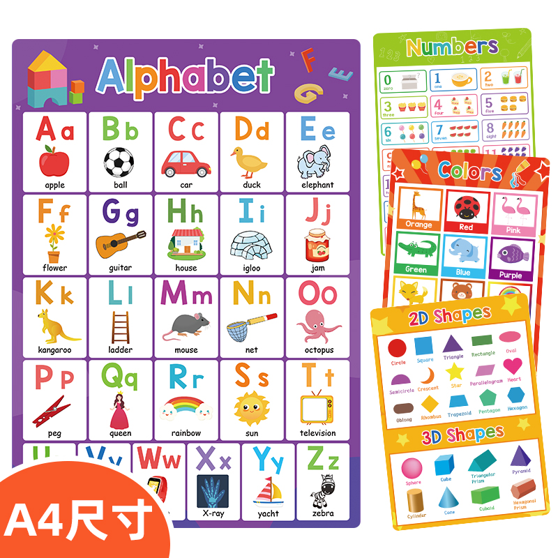 儿童英语字母表动物介词水果月份季节单词认知宝宝早教启蒙海报A4 玩具/童车/益智/积木/模型 玩具挂图/认知卡 原图主图