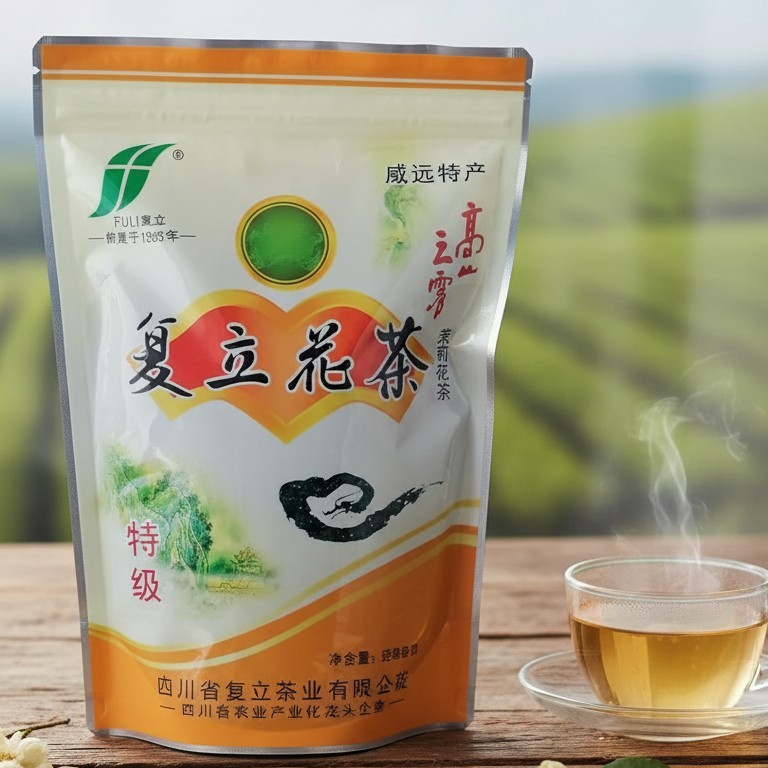 包邮四川特产复立沐春茶云雾茉莉花茶夏季冲泡(复立特级250克)