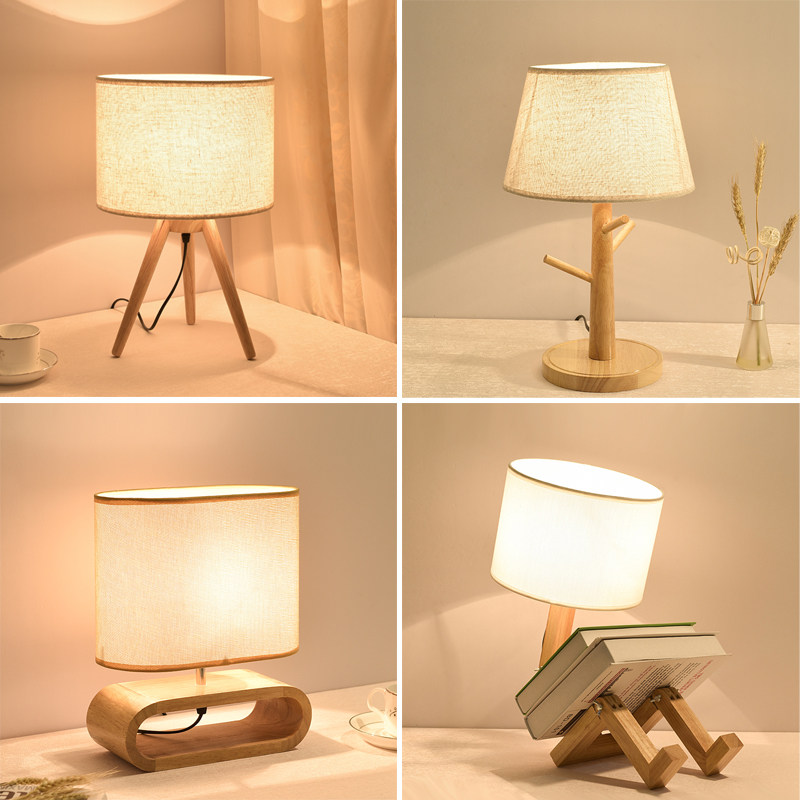 网红梳妆台灯INS北欧创意轻奢实木浪漫婚庆装饰客厅卧室LED床头灯