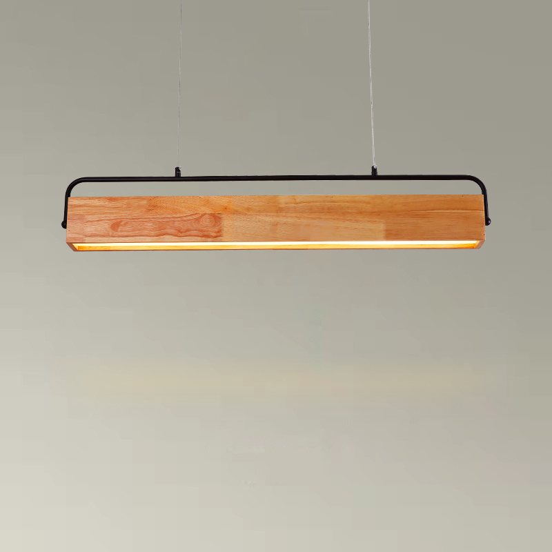 木苏实木吊灯北欧简约长条餐桌灯