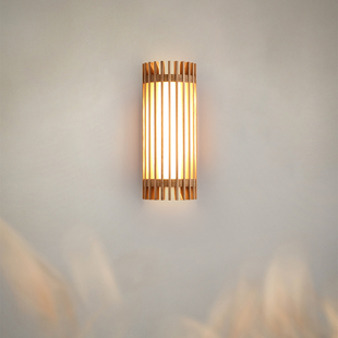 新中式原木风壁灯客厅背景墙走廊入户门口日式榻榻米实木壁灯