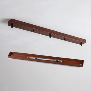 长条胡桃木色铁艺吸顶盘吊灯底盘三头多头装饰一字型长盘圆形配件