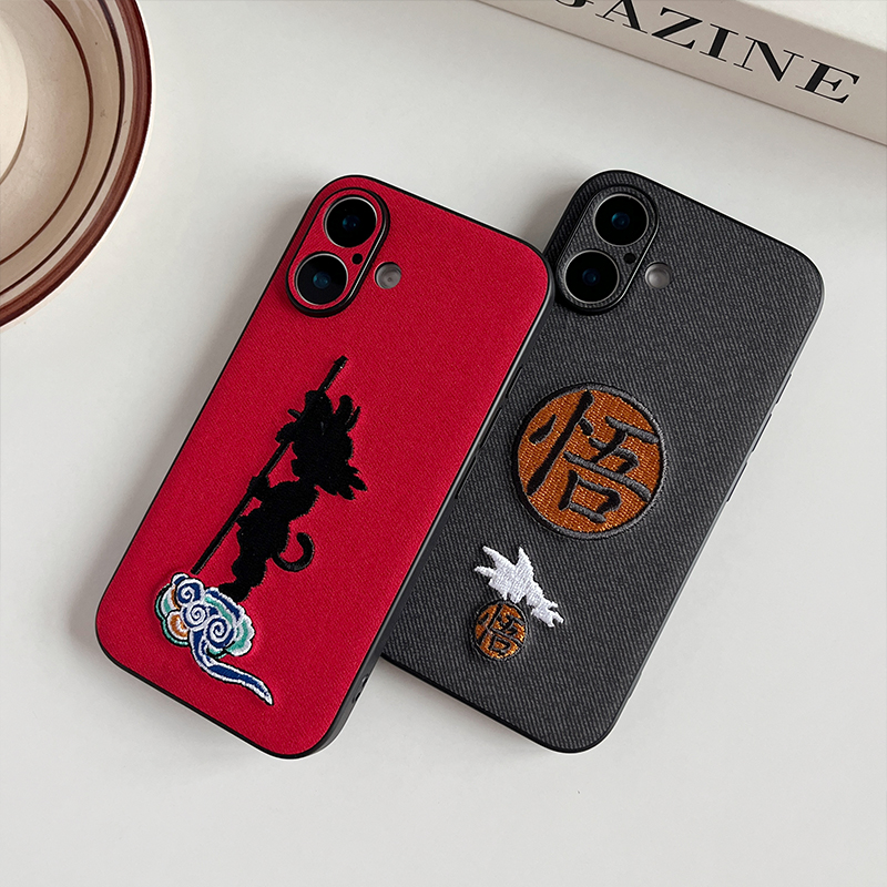 苹果17布纹刺绣工艺手机壳