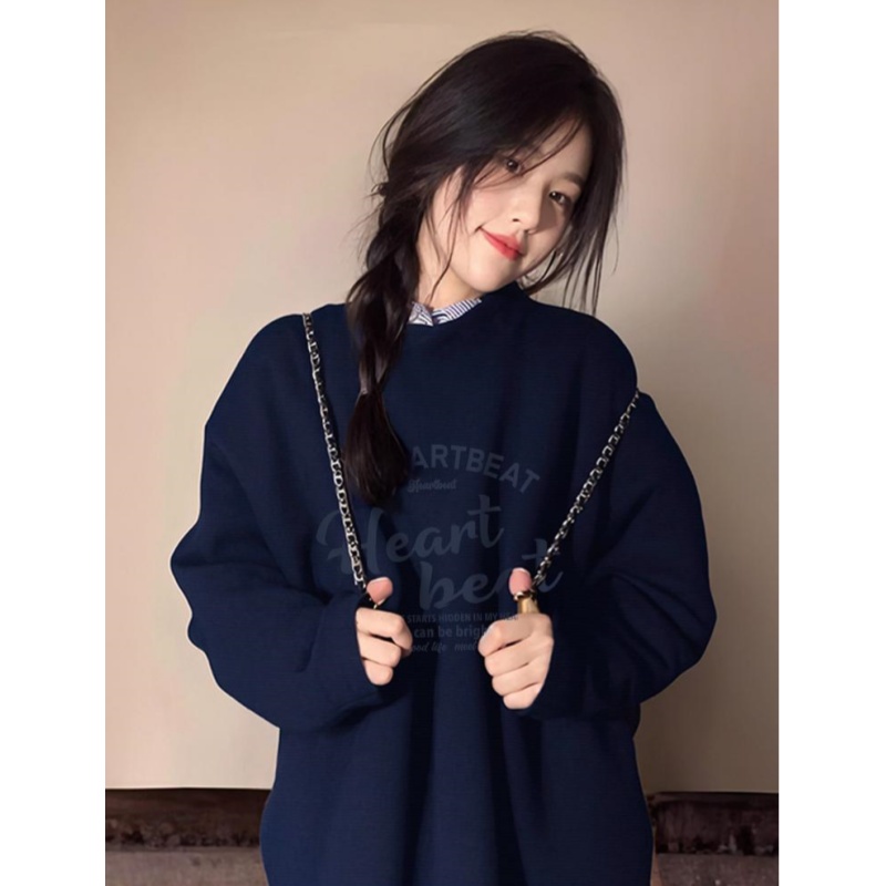 藏蓝色女款圆领卫衣2025新款