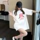 欧货白色卡通印花圆领短袖 上衣 大版 T恤女2025新款 纯棉宽松半袖