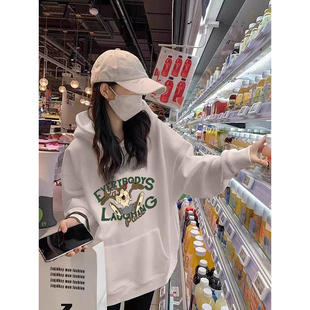 秋冬季加绒款2026年新款女装红色大版宽松连帽卫衣外套女款爆款衫