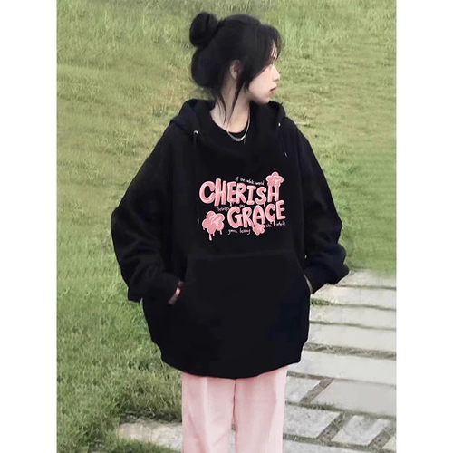 Tide, демисезонная черная толстовка с капюшоном, в американском стиле, свободный крой