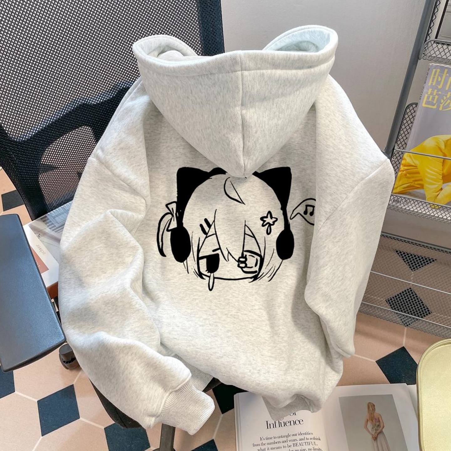 日系可爱卡通连帽加绒加厚卫衣