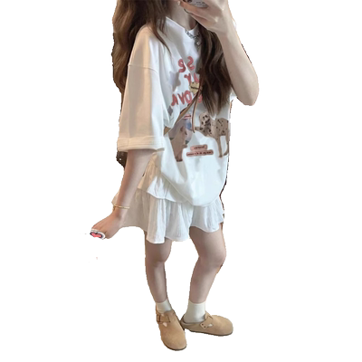 纯棉爆款宽松显瘦大版短袖上衣服