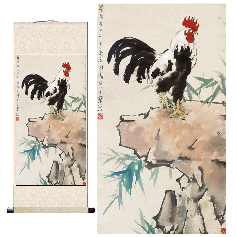 现代画家徐悲鸿雄鸡图画装饰挂画