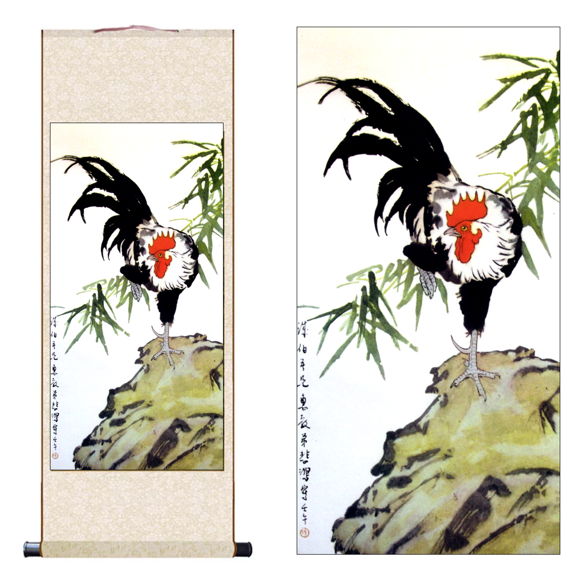 徐悲鸿雄鸡图画名人名画艺术微喷复制装饰画临摹画稿客厅书房挂画图片
