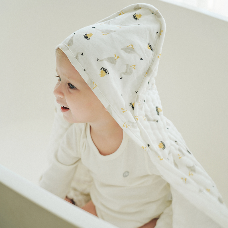 宝宝浴巾婴儿新生纱布超柔吸水家用儿童带帽浴巾