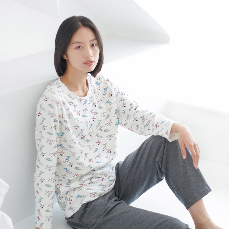 Nest Designs女士家居服套装纯棉月子服长袖长裤女士春夏睡衣套装