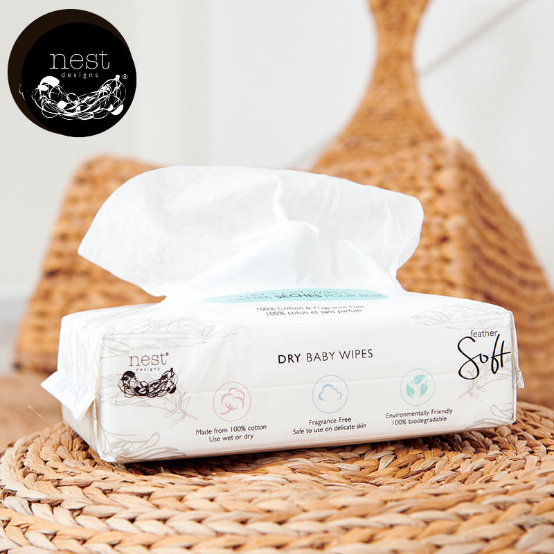 Nest Designs纯棉柔巾宝宝干湿两用女性棉巾80抽20*20cm