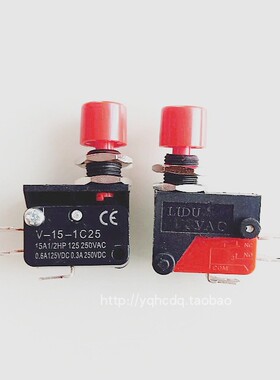 按钮微动开关DS438/V-15红帽自复位小型点动开关开孔12mm250V 10A