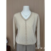 时尚 气质百搭上衣 针织妈妈春装 洋气中老年女装 立体樱花领边长袖