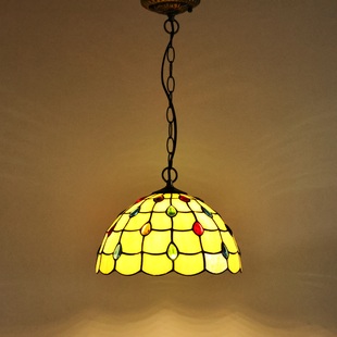 彩色玻璃餐厅大堂吊灯个性创意店铺商用吧台田园浪漫主卧室床头灯