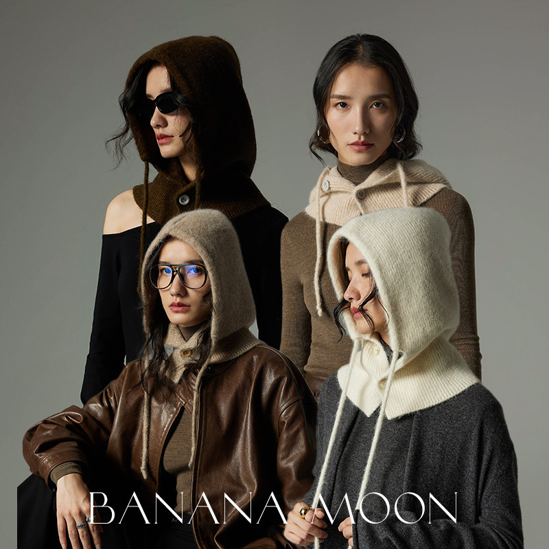 Bananamoon可闲可甜巴拉克拉法两用帽秘鲁羊驼羊毛混纺套头帽