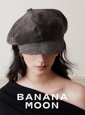 Bananamoon时髦利落_强推独定翻毛复古文艺猪豚皮真皮报童八角帽