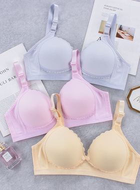 哺乳内衣女性喂奶光面防下垂轻薄舒适无钢圈前开扣怀孕期文胸简约