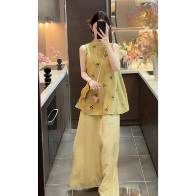 清冷感禅意穿搭新中式国风套装裤