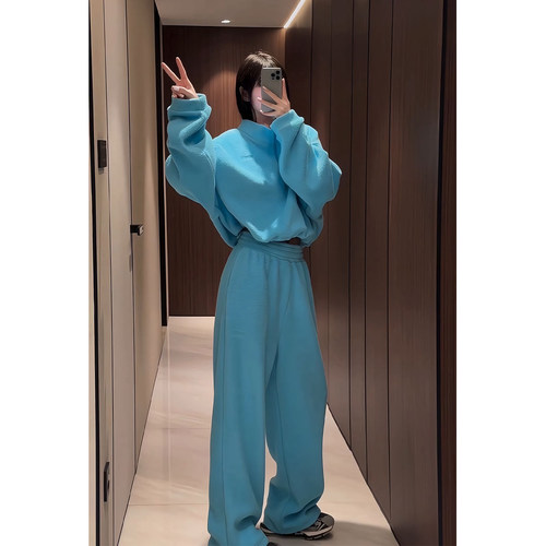 摇粒绒加厚卫衣卫裤运动冬季套装