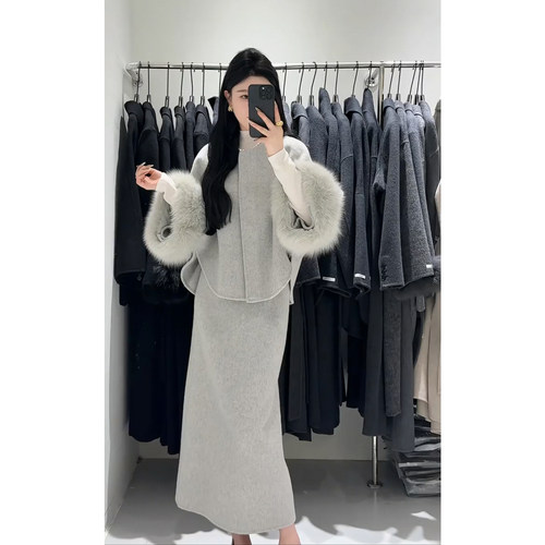 轻奢高级贵气感小洋装毛呢套装裙