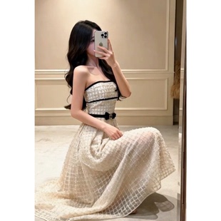 2026巨好看连衣裙气质名媛富家千金重工钉珠收腰重要场合漂亮裙子