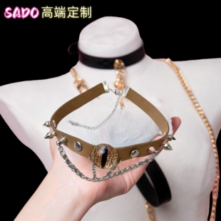 SADO高端定制恶魔之眼项圈女颈带小狗女m刻字定制k8k9choker皮革