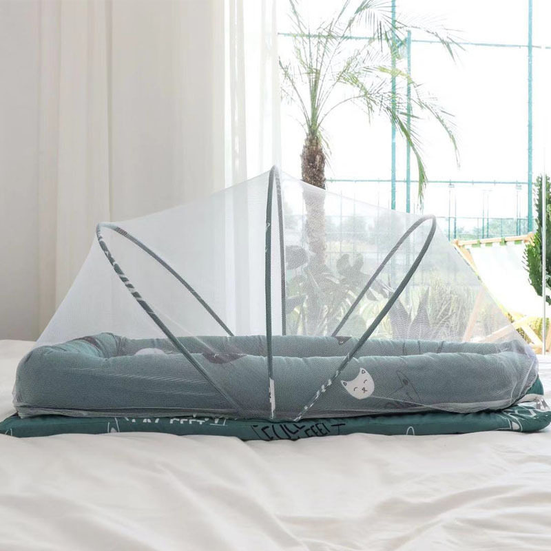 2025新款婴童蚊帐四件套带棉垫护栏儿童蚊帐小枕头蚊帐床蚊帐