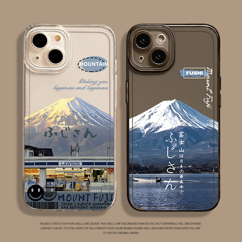 适用iphone15苹果16promax手机壳14富士山13雪山12情侣11男17女x新款xs小众xr透明7个性创意8全包plus软套 - 实物图