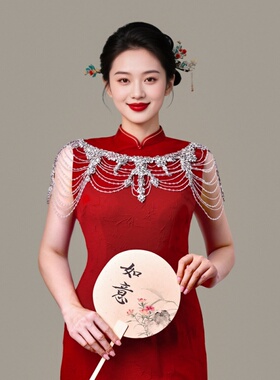 春夏假领子中式旗袍披肩女