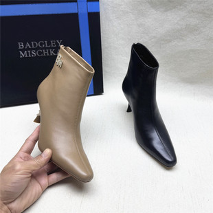 Badgley Mischka撤柜正品高跟时尚婚宴时装靴女秋冬新款羊皮短靴