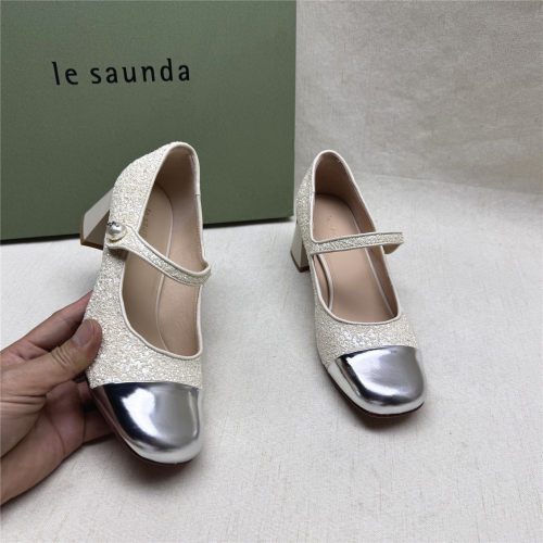 le saunda/莱尔斯丹正品撤柜时尚法式方头玛丽珍女鞋新款织物单鞋