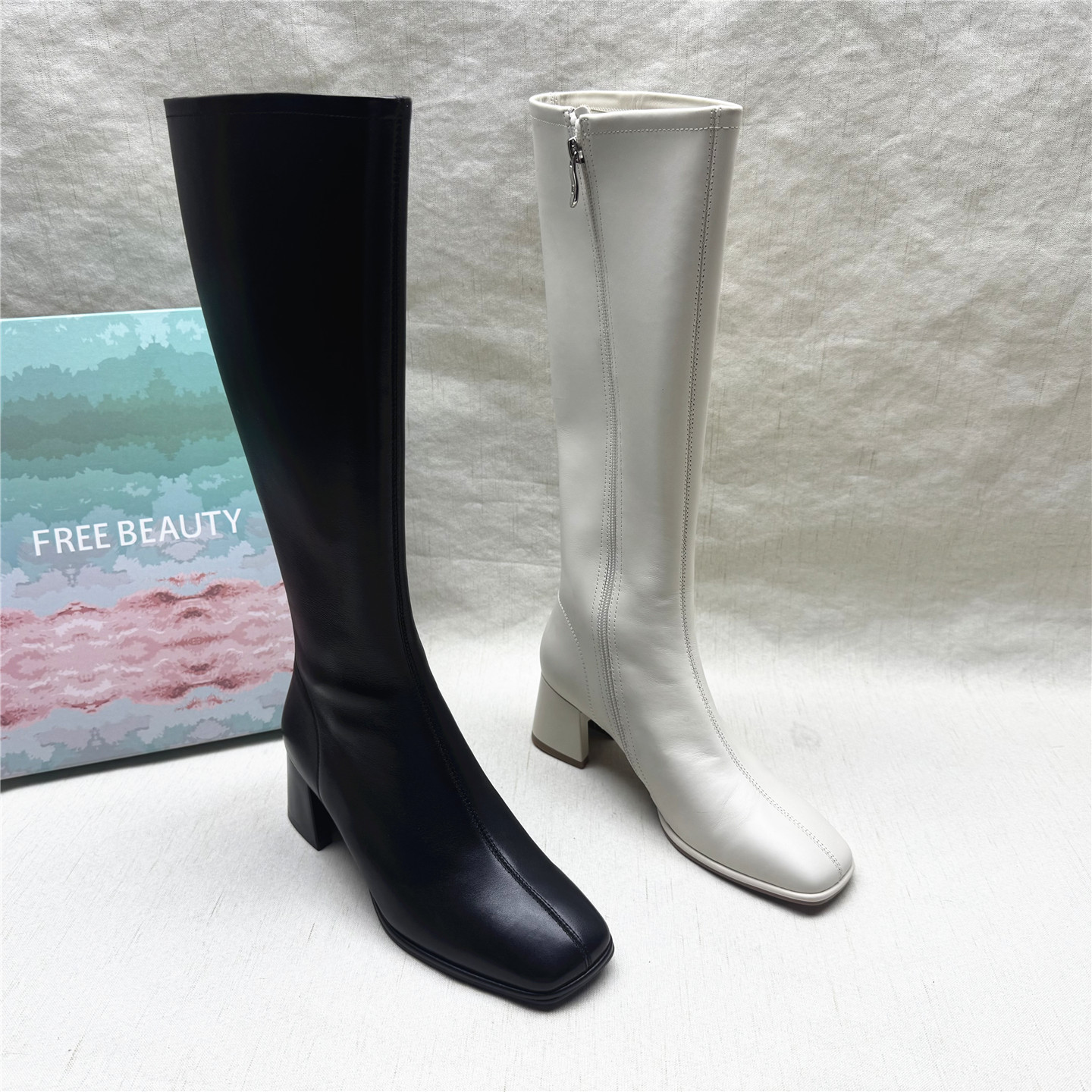 自由姿色正品清仓真皮舒适长筒靴