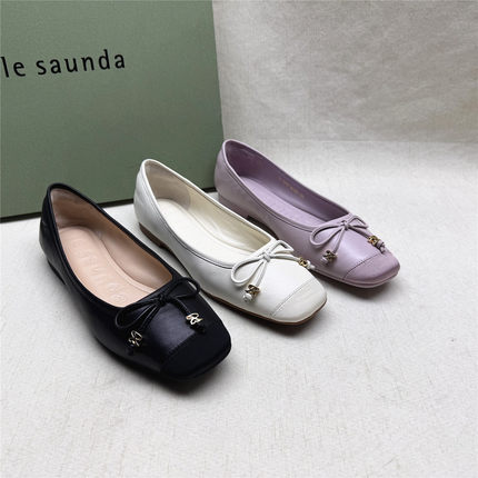 le saunda/莱尔斯丹正品商场同款蝴蝶结时装女鞋新款羊皮浅口单鞋
