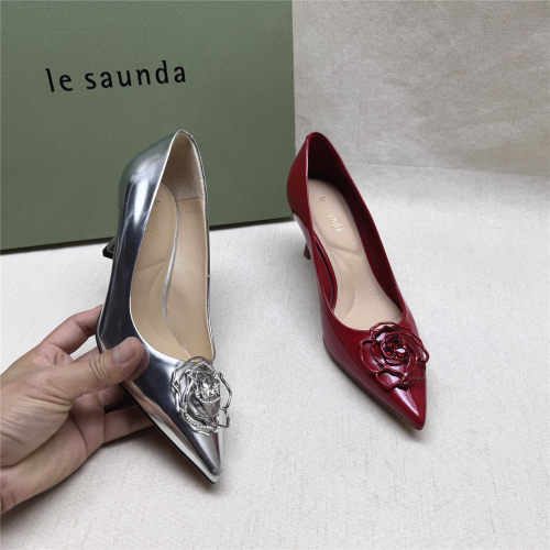 le saunda/莱尔斯丹5M正品撤柜气质优雅尖头高跟女鞋新款牛皮单鞋