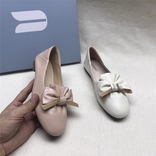 comely/康莉正品撤柜蝴蝶结软底软面舒适时装女鞋春新款羊皮单鞋