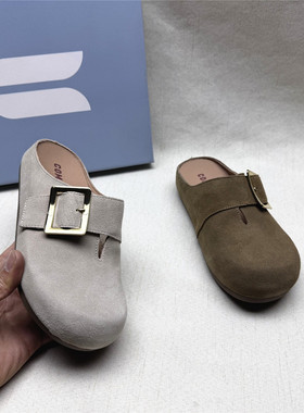 comely/康莉正品撤柜时尚厚底舒适博肯鞋女春夏新款牛剖层包头拖