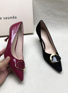 le saunda/莱尔斯丹撤柜正品优雅尖头高跟时装鞋女一脚蹬真皮单鞋