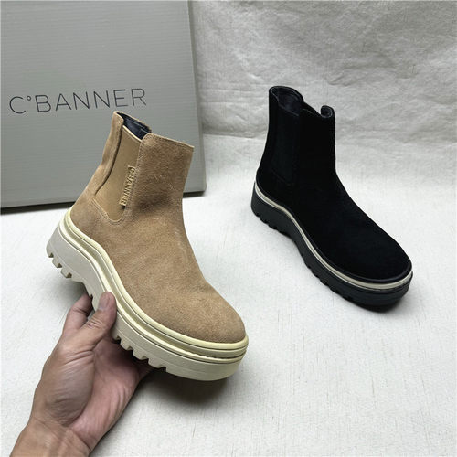 C.BANNER/千百度马丁靴真皮橡胶