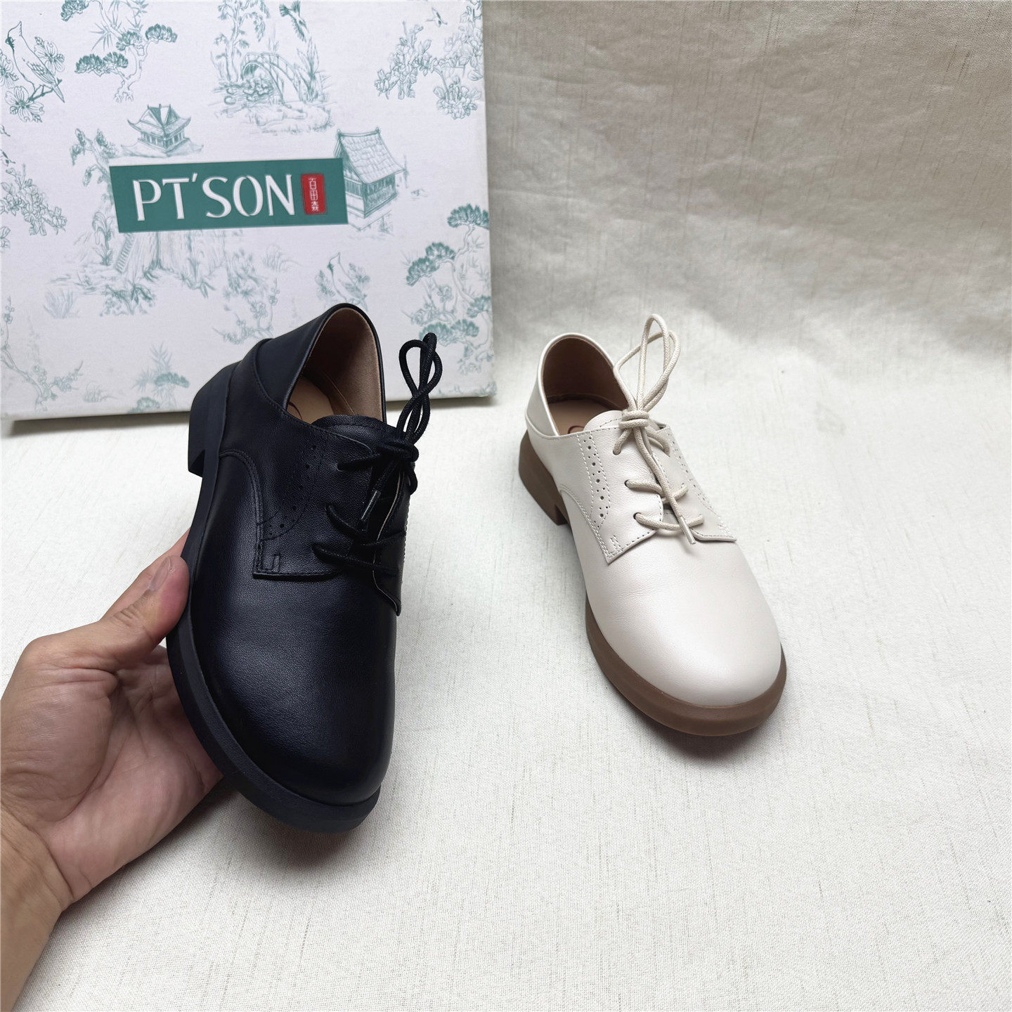 PT'SON/百田森撤柜正品方跟圆头舒适时装鞋女秋新款真皮深口单鞋,女鞋,深口单鞋,淘宝优惠券,粉丝福利购,淘宝优惠卷