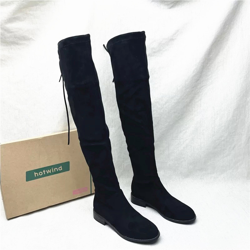 品牌撤柜方跟弹力靴长筒亏本