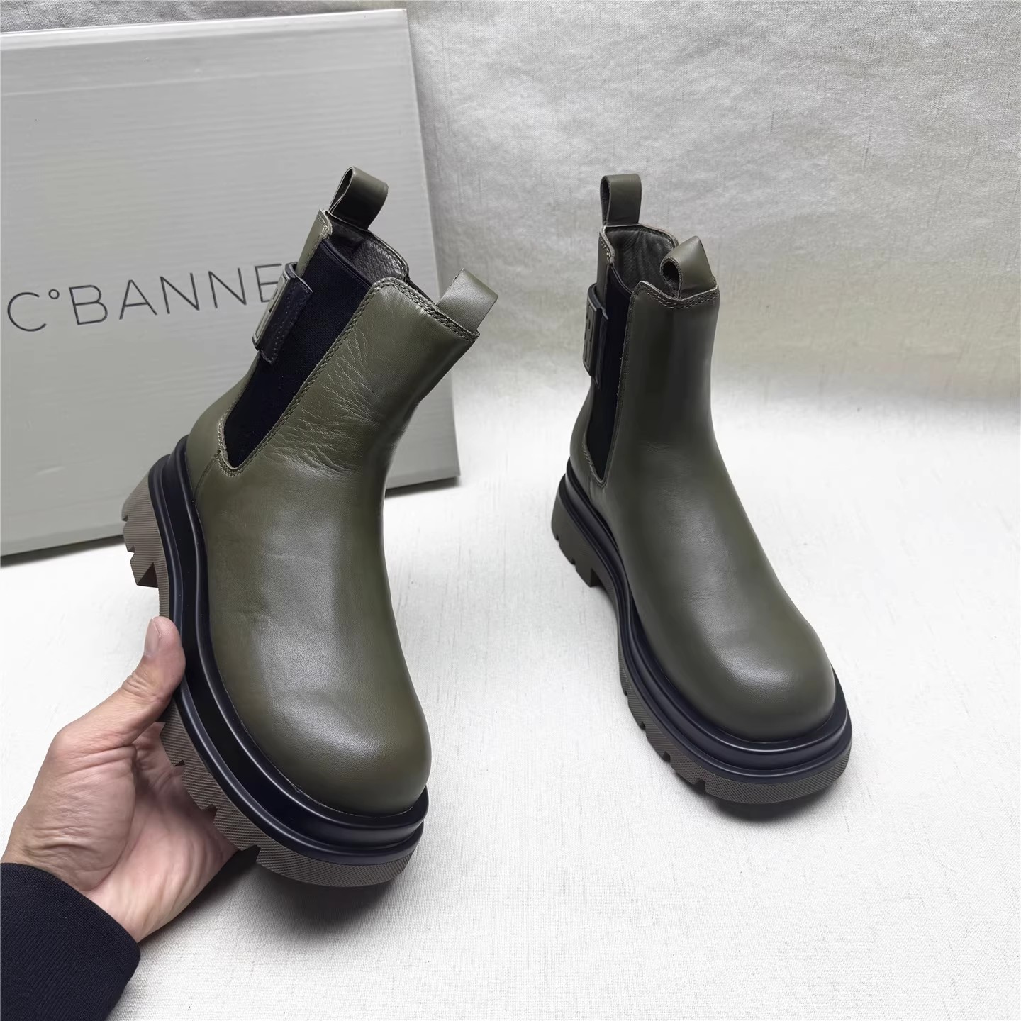 商场正品撤柜百搭圆头方跟时装靴女秋冬新款牛皮套筒短靴亏本清仓