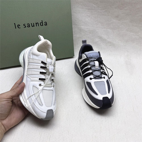le saunda/莱尔斯丹5M正品厚底轻便舒适休闲老爹鞋女新款织物单鞋