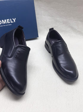 comely/康莉正品撤柜英伦方跟圆头商务正装男士皮鞋新款牛皮单鞋