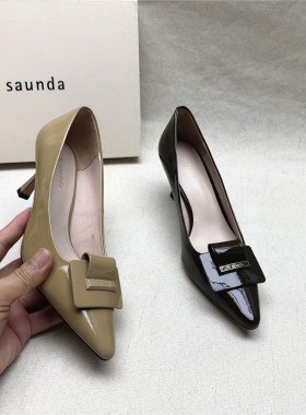 le saunda/莱尔斯丹撤柜正品尖头高跟时装鞋女真皮浅口一脚蹬单鞋